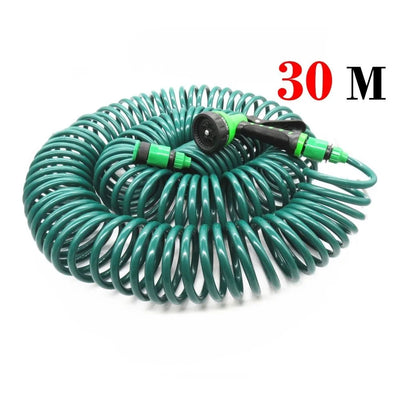 7.5/30M Expandable Coil Hose Cleaning Water Gun Retractable Hose Connector Garden Wash Sprayer Sprinkle Watering Irrigation Tool