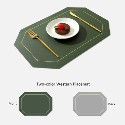 Pure Color Double-Layer Square Leather Placemat Nordic Ins Western Placemat Oil-Proof Table Mat PVC Plate Mat