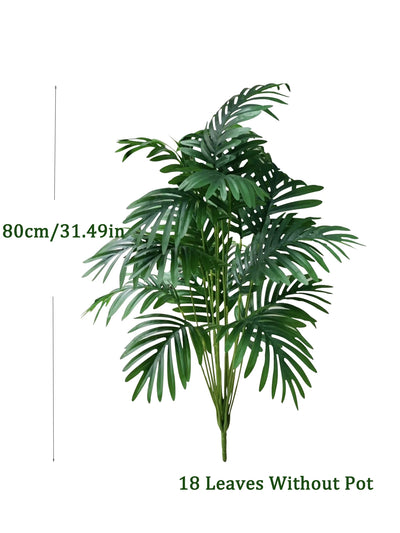 70-80cm Large Artificial Palm Tree Tropical Green Leaves Fake Plants Plastic Monstera Faux Tree Branch for Home Kitchen Decor