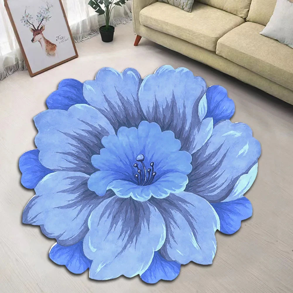 Flower Carpet Chinese Style Lotus Floor Mat Bedside Blanket Cloakroom Mat Irregular Thicken Bedroom Decor Washable Non-slip Mat