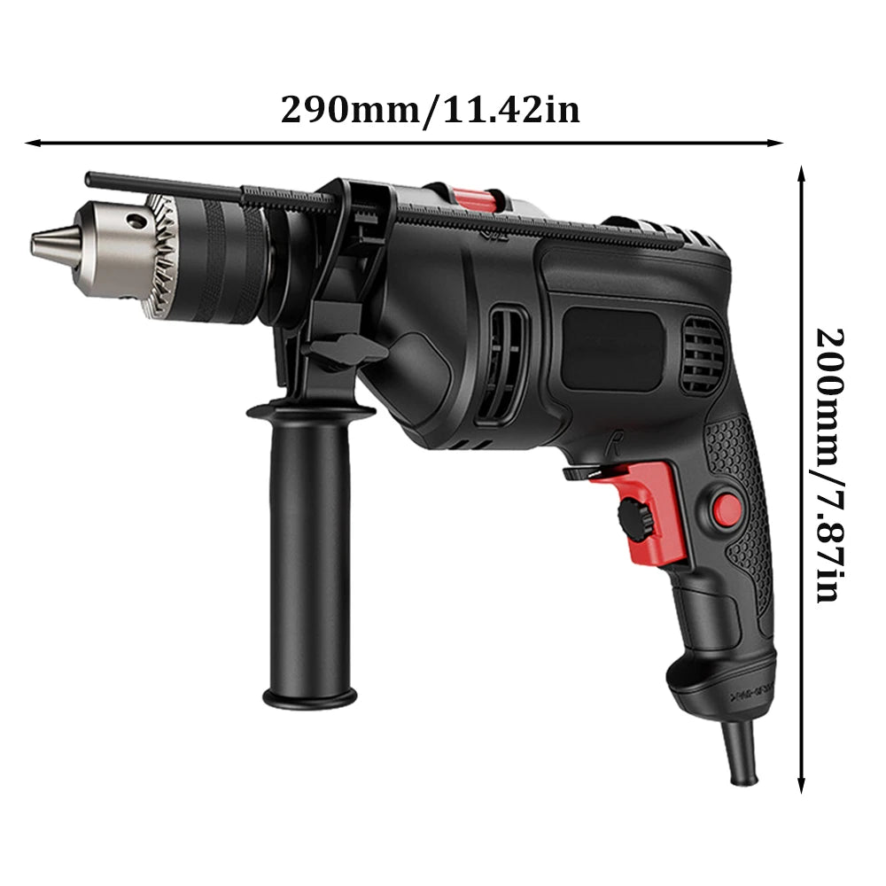 AC 110V/220V EU/US Plug Multifunction Electric Drill Powerful Impact Drill Electric Hammer Infinitely Variable Speed Power Tools