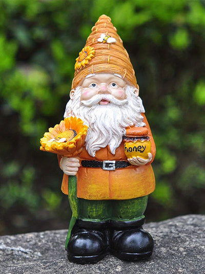 1pc fat man sunflower gnome dwarf garden resin statue ornament outdoor decoration beekeeper crafts