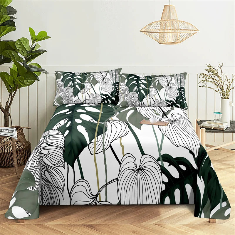 Chinese Ink And Wash Flat Sheet Bedding Digital Printing Polyester Full Size Set Cover With Pillowcase Printed Bedroom Decor