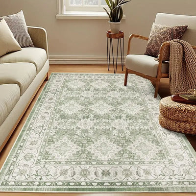 Luxury Area Rug Persian Elegant Floral  Style Carpet for Living Room Bedroom Decor Anti-slip Machine Flannel Floor Mat