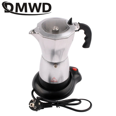 DMWD 300ml Espresso Italian Mocha Maker Aluminum Coffee Percolators Electric Moka Pot Portable Electric Coffee Maker EU Plug