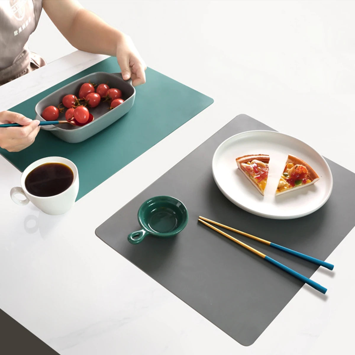 40x30cm Food Grade Silicone Waterproof Placemat Heat Insulation Anti-Skidding Washable Table Mat For Kitchen Dish Drying Mat ﻿