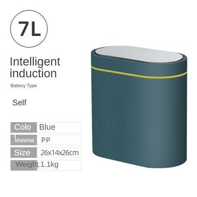 7L Trash Can Smart Sensor Trash Can Automatic Household Electronic Kitchen Trash Bin Toilet Waterproof Narrow Seam Sensor Bin