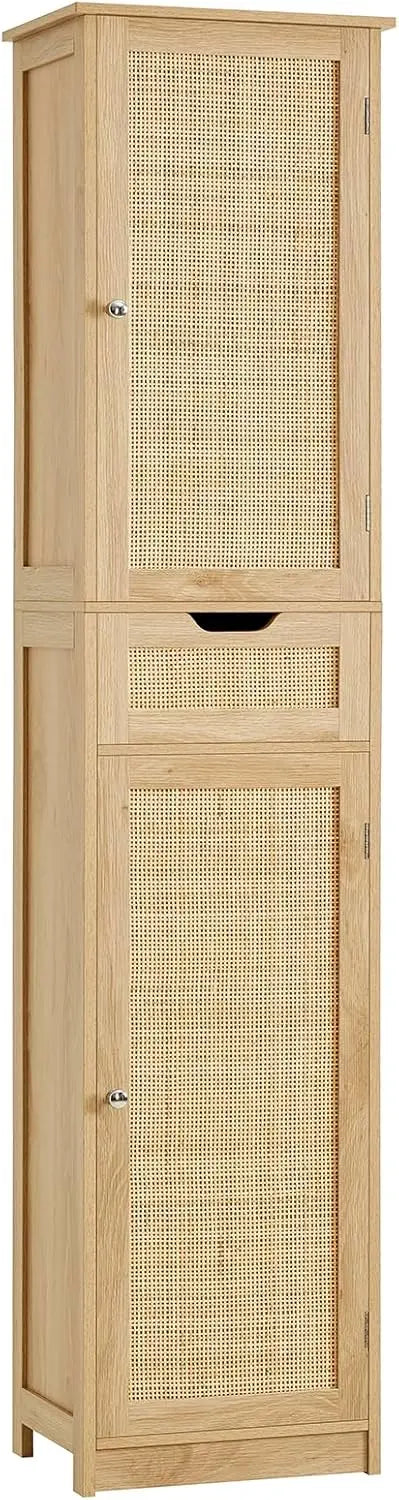 Iwell 67" Tall Storage Cabinet, Narrow Storage Cabinet with Drawer & Adjustable Shelves, Bathroom Cabinet, Floor Cabinet