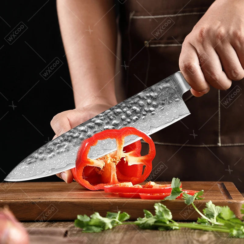 WXCOO Professional Chef Knife Kitchen Knives 67 Layers Damascus Steel  Japanese Hand Forged  Chef Cleaver Slicing Kitchen Knife