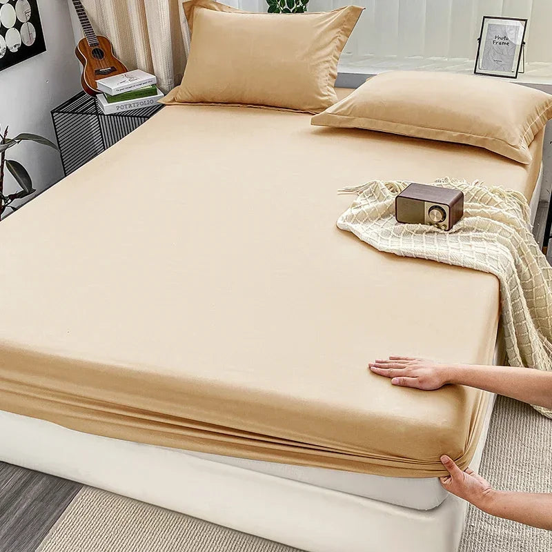 Premium Solid Color Brushed Fitted Sheet,Ultra-Soft Sateen Weave for Cozy Nights - Hypoallergenic and Easy Care Bedding