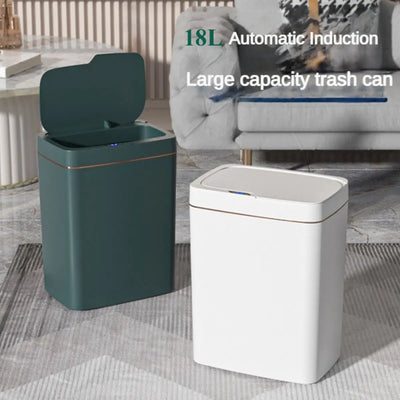 18L intelligent induction trash can needs 2 AA batteries (not included) for gentle lifting moisture resistance and tight sealing