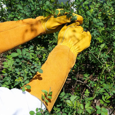 Gardening Gloves for Women Rose Pruning Thorn & Cut Proof Long Elbow Durable Cowhide Leather Gardening Gloves for Pruning