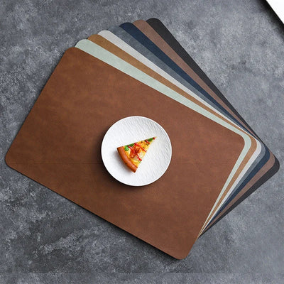 2024 New Faux Leather Placemats Coaster Non-Slip for Kitchen Dining Table Conference Restaurant Coffee Cup Tableware Mat