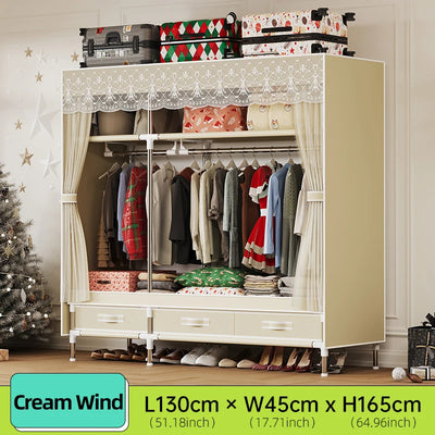 Simple wardrobe, durable and practical, easy to assemble, Christmas atmosphere, mesh cover and drawers