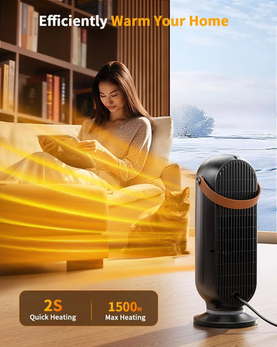 Space Heaters for Indoor Use, 16 Inch Portable Electric Heater for Office, 1500W Fast Heating Space Heater with Thermostat