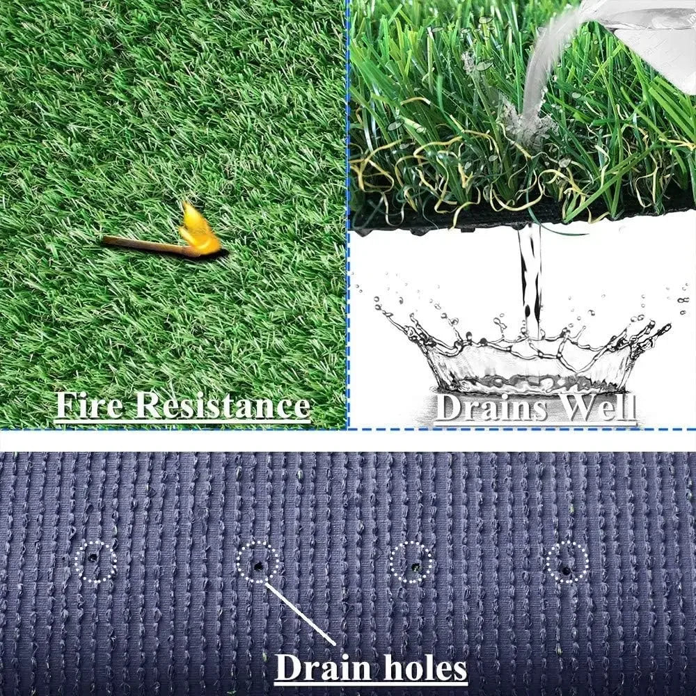 Artificial Grass Synthetic Lawn, Indoor/Outdoor Grass Carpet, Easy Installation Multi-use Astroturf Rug, Turf with Drain Holes