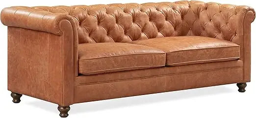 POLY & BARK Argan 93" Sofa in Full-Grain Pure-Aniline Italian Tanned Leather in Cognac Tan