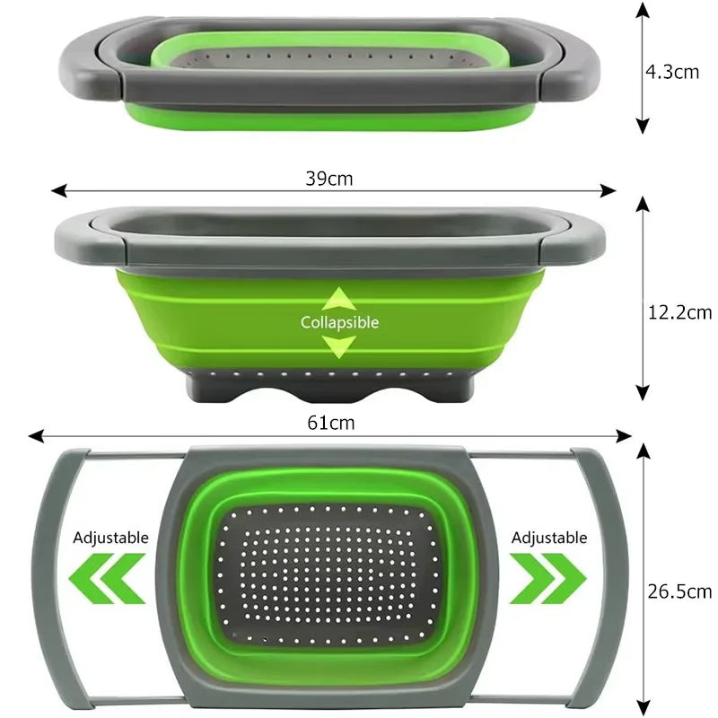 7QT Collapsible Colander Strainer Expandable Over the Sink Colander Foldable Large Colander Basket to Wash Vegetable Fruit YY128