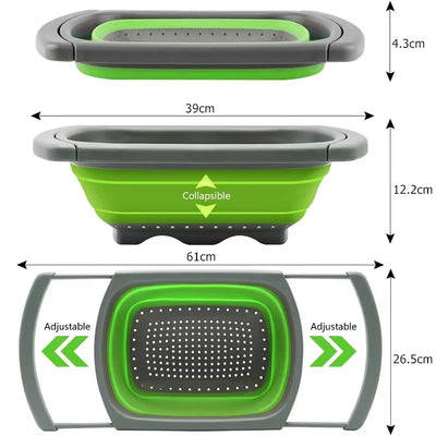 7QT Collapsible Colander Strainer Expandable Over the Sink Colander Foldable Large Colander Basket to Wash Vegetable Fruit YY128