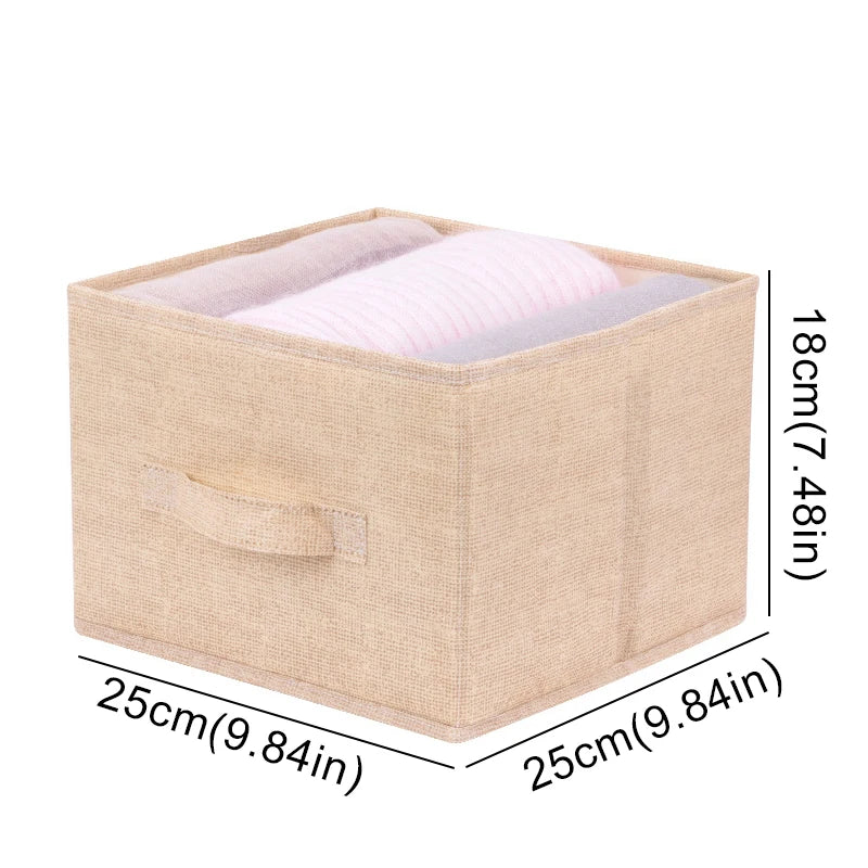 Cotton Linen Hanging Storage Bag Drawer Style Wardrobe Organizer Box Clothes Organizer Holder Collapsible Hanging Storage Shelve