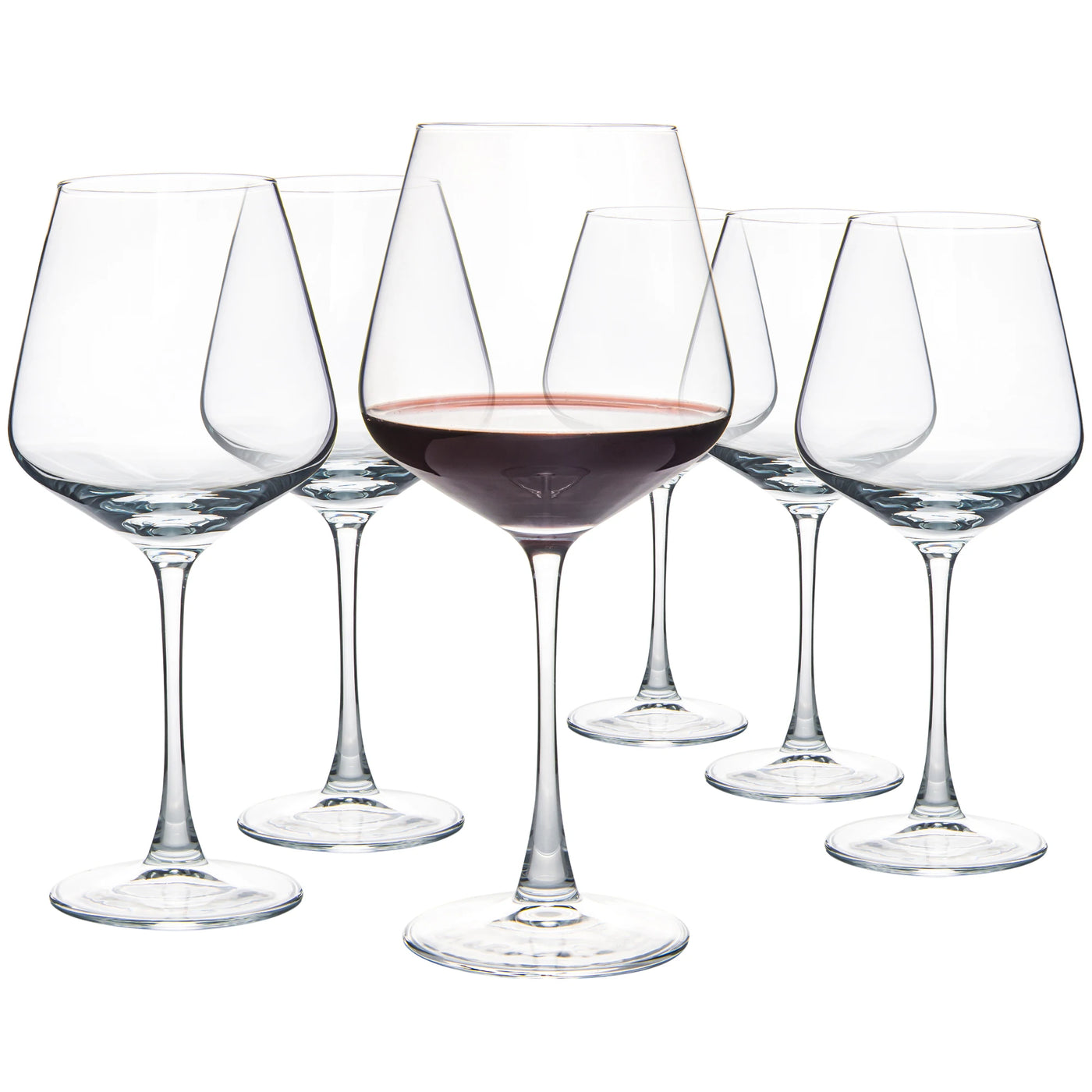 Wine Glasses with Black Stem & Base, Set of 6, 20 oz Large Clear Burgundy Wine Glasses, Dishwasher, Dishwasher Safe