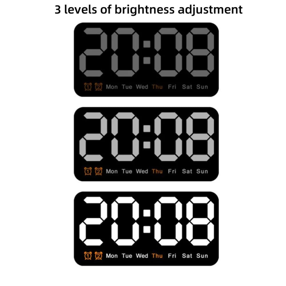 Digital LED Alarm Clock with Snooze Function.For Table Stand or Wall Hanging.Brightness Level Adjustable.Sound Control Backlight