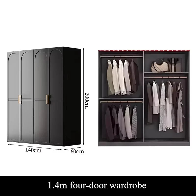 French Retro Style Black Wardrobes Storage Multilayer Cabinet Open Closets Wardrobes Bedroom Drawers Rangement Chambre Furniture