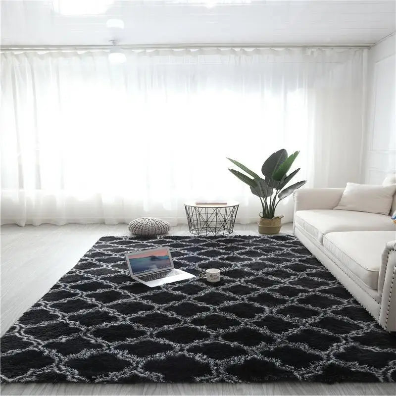 VIKAMA Geometric Plush Carpet Large Area Living Room Decoration Coffee Table Bed Mat Ultra Soft Carpet For Children's Bedroom