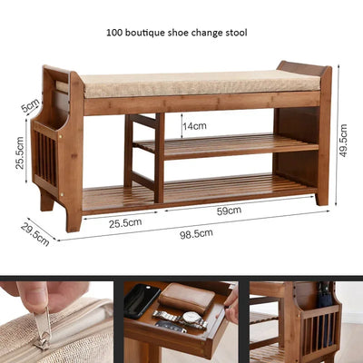 Shoe Storage Rack Bench With Double Layer Cushion Seat Living Room Shoe Organizer Entryway Storage Hallway Furniture Shoe Stool