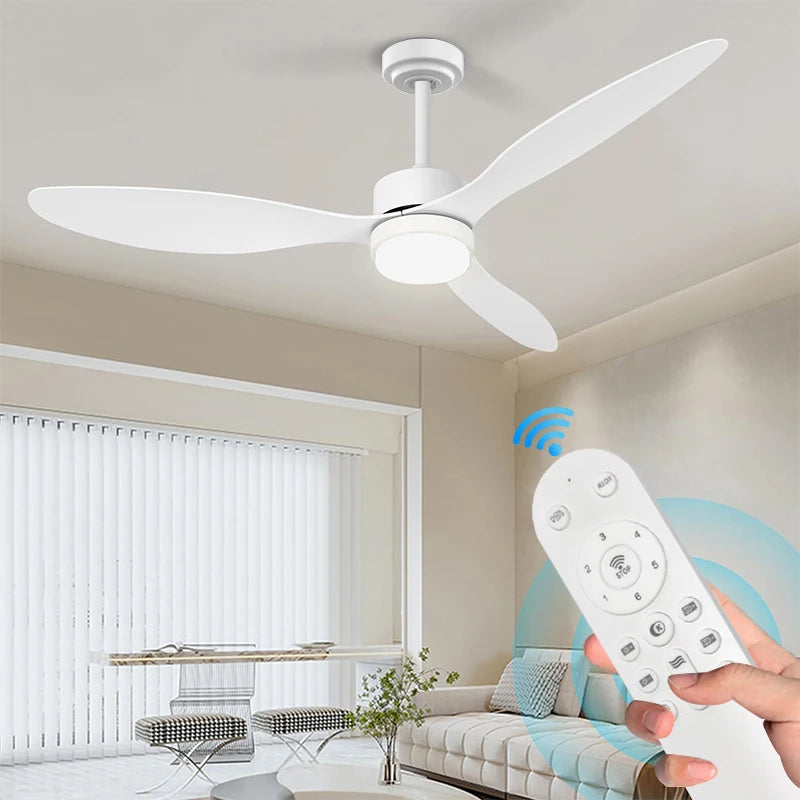 American restaurant fan lamp long page remote control variable frequency dimming Nordic living room ceiling fan with LED lamp