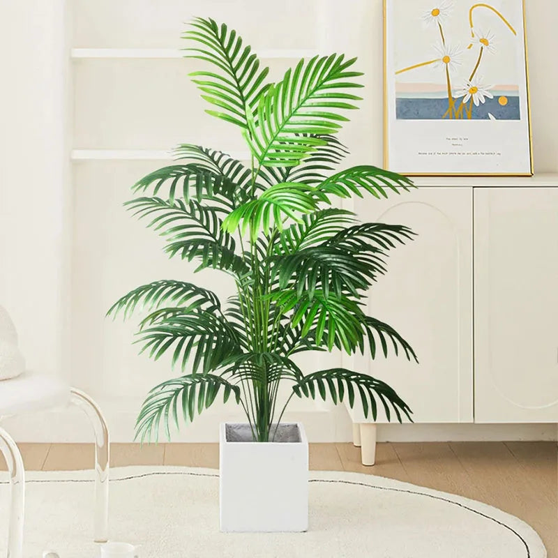 150cm Large Artificial Palm Tree Fake Tropical Plants Plastic Monstera Leaves Green Palm Tree For Home Garden Shop Party Decor