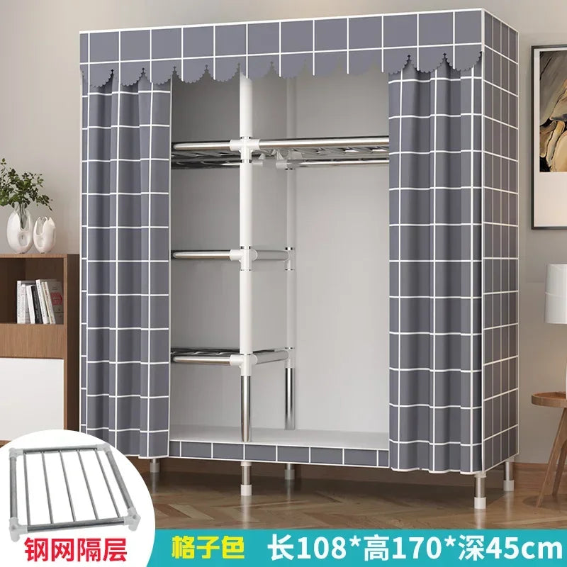 Simple Steel Frame Wardrobe  Easy Assembly, NonWoven Fabric Closet, Durable Storage Solution, Bedroom Organization