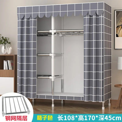 Simple Steel Frame Wardrobe  Easy Assembly, NonWoven Fabric Closet, Durable Storage Solution, Bedroom Organization