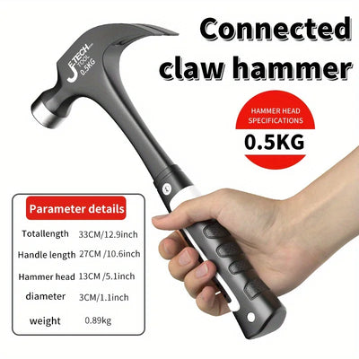 1pc Integrated Claw Hammer, Professional Woodworking Joinery Home Carpentry Hand Hammer, Nail Hammer, Non-Slip Multifunctional H