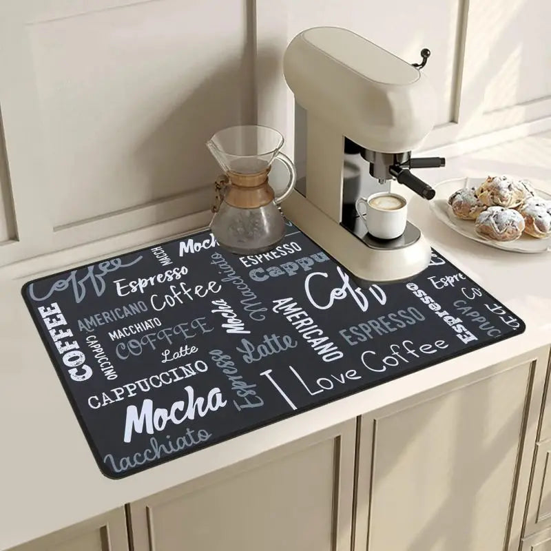 Coffee Cup Drying Mat Non-slip Absorbent Mat Diatoms Tableware Kitchen Counter Drain Mat Coffee Bar Drain Mat