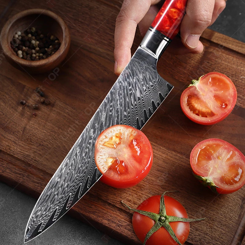 Universal Chef's Knife Damascus Steel Japanese Cooking Cutting Knife Multi-purpose Kitchen Knives Meat Cleaver Vegetables Cutter