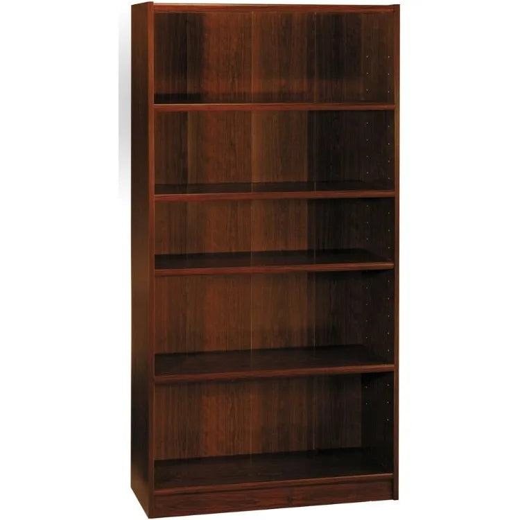 Universal Tall 5 Shelf Bookcase in Vogue Cherry, Vertical Storage and Display Bookshelf for Home Office or Living Room