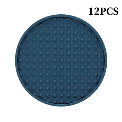 12PCS/Set Silicone Drinking Coasters Drink Coffee Cup Round Cup Mat With Holder Stand Jar Gripper Pads Tableware Accessories