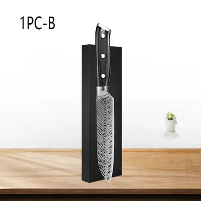 WXCOO Professional Kitchen Chef Knives Set Stainless Steel Boning Knife Damascus Steel Pattern Cleaver Fruit Bread Santoku Knife