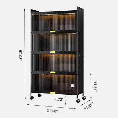 Kitchen Storage Cabinets,5 Tiers Bakers Rack for Kitchens with Storage,Microwave Stand,Kitchen Shelves and Transparent Flip Door