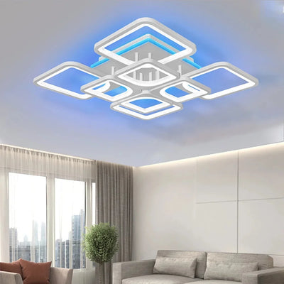 Modern LED Ceiling Light Fixture with Remote Control Dimmable LED Chandelier Acrylic Square Ceiling Lamp for Living Room