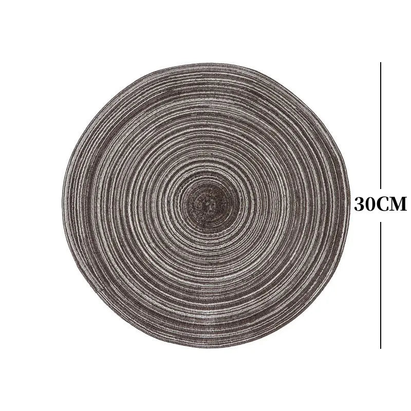 4/2pcs Round Table Mat Woven Ramie Placemats Washable Anti Slip Dining Table Mats Tableware Bowl Pads Kitchen Drink Cup Coasters