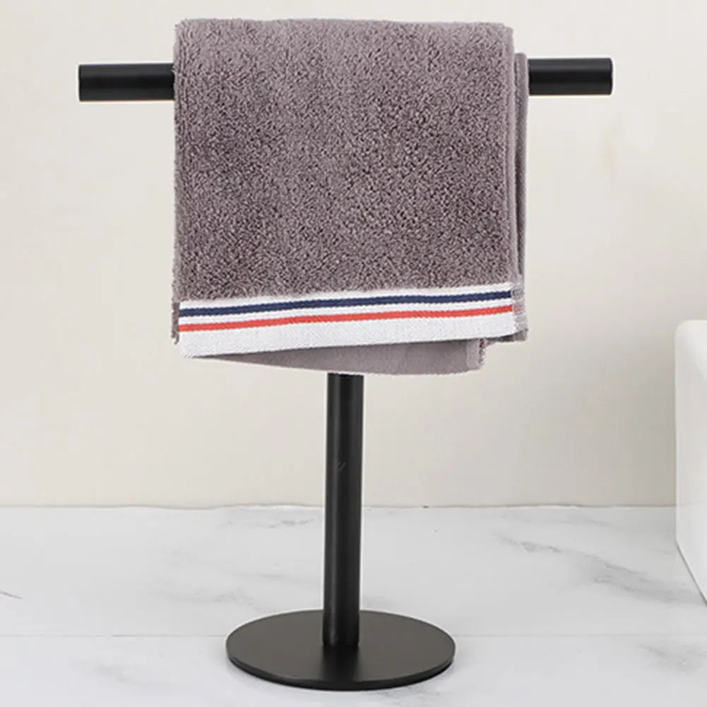 Stainless Steel Hand Towel Holder with Heavy Base T-Shape Towel Bar Rack Countertop Towel Hanger Rack Display Stand for Bathroom