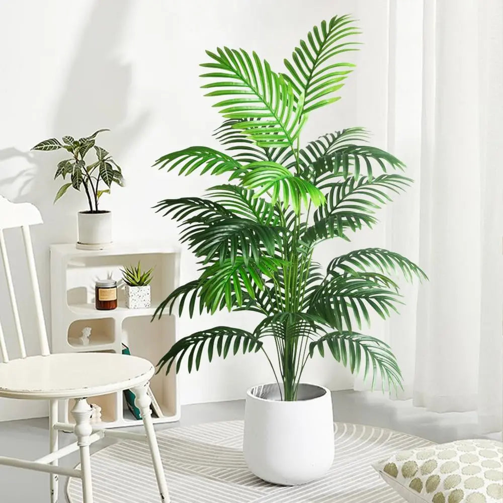 65-125cm Large Artificial Plants Fake Green Palm Plant Branches Plastic Leaves Tall indoor Faux plant For Home Garden Room Decor