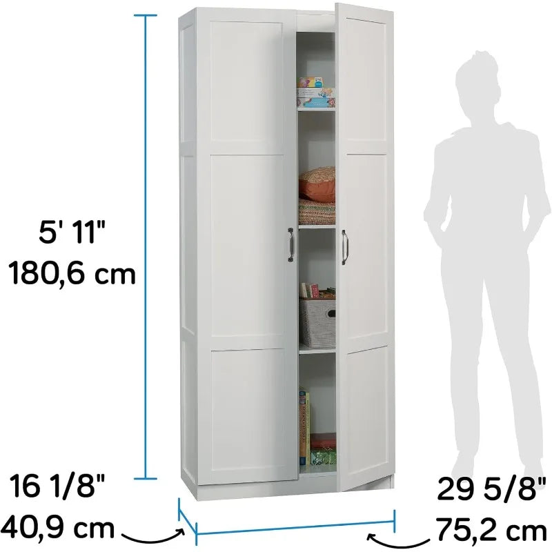 Sauder Select Storage Cabinet/ Pantry cabinets, White finish 16.1"D x 29.61"W x 71.1"H