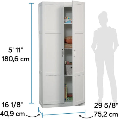 Sauder Select Storage Cabinet/ Pantry cabinets, White finish 16.1"D x 29.61"W x 71.1"H