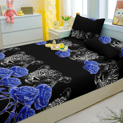 1 Simple Modern Animal Printed Matte Fitted Sheet, Bedroom Printed Bed Cover, Bedding (Excluding Pillowcases)