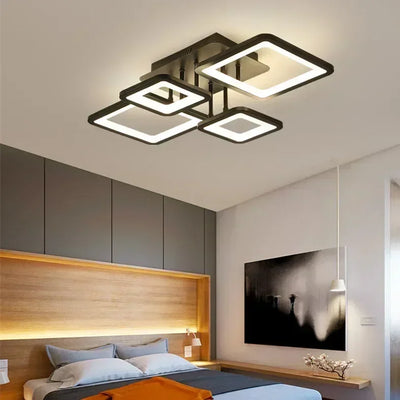 Modern Chandelier Nordic Semi Flush Mount Ceiling Lamp Brushed Home Decor Black Gold Lighting Decoration Fixture Decor Lamps