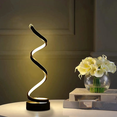 LED Spiral Table Lamp - Modern and Elegant Nightstand Lamp for Living Rooms, Bedrooms, and Offices. Enhance Any Space with its S