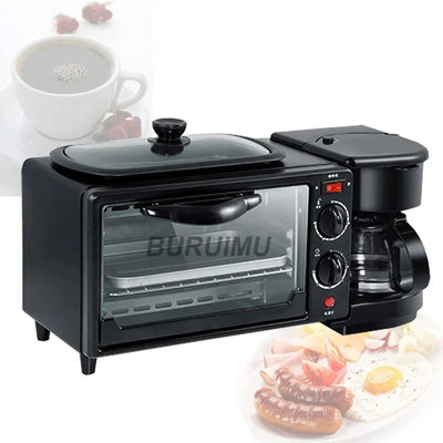 Coffee Maker Breakfast Machine Oven Bread Machine Toaster Toaster Oven 3 in 1 Breakfast Maker Pizza Maker Cooking